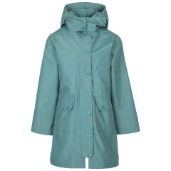 Trespass Girls' Waterproof Jacket Drizzling in Spruce green, Front view on mannequin