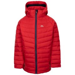 Trespass Kids Casual Jacket Eelow in Red, Front view on mannequin