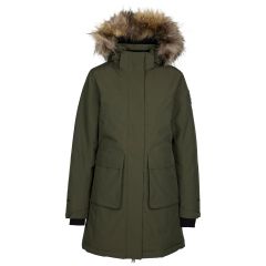 Trespass Womens DLX Parka Jacket Ellington in Dark Vine, Front view on mannequin