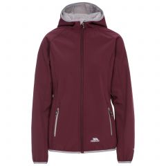 Trespass Womens Softshell with Hood Emery in Purple, Front view on mannequin