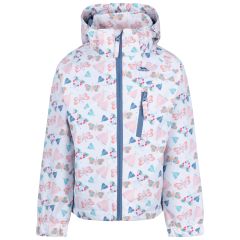Girls Waterproof Jacket Tp50 Fluttery in WHITE, Front view on mannequin