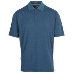 Trespass Men's Polo Shirt Gedding in Dark peacock marl, Front view on mannequin
