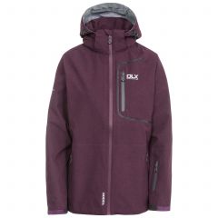 DLX Womens Softshell Jacket Gita II in Purple, Front view on mannequin