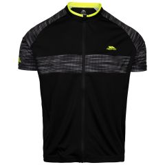 Trespass Mens Tp75 Cycling Top Hazzel in Black, Front view on mannequin
