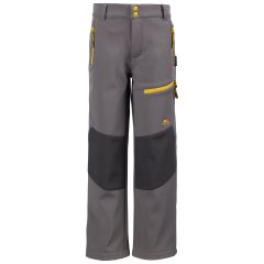 Trespass Kids' Softshell Walking Trousers Hurry in Storm grey/sulphur, Front view on mannequin