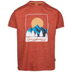 Mens Casual T-Shirt Idukki in BURNT ORANGE, Front view on mannequin