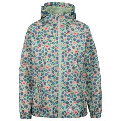 Womens Waterproof Jacket Tp75 Indulge in LIGHT SAGE PRINT, Front view on mannequin