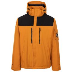 Trespass Mens DLX Waterproof Jacket Jenkins in Ginger, Front view on mannequin