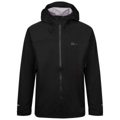 Mens Hooded Waterproof Jacket Johannes In Black, Front view on mannequin