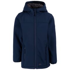Trespass Kids' Softshell Jacket TP75 Kristen in NAVY, Front view on mannequin