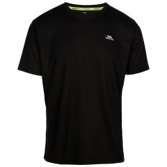 Trespass Mens Sports Top Landford in Black, Front view on mannequin