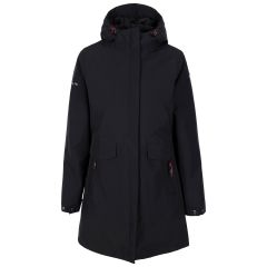 Trespass Women's Waterproof Jacket TP75 Modesty in BLACK, Front view on mannequin