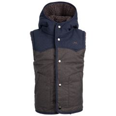 Trespass Kids' Reversible Gilet Obtain in DARK GREY MARL, Front view on mannequin