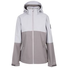 DLX Women's Waterproof Jacket Quincy in PLATINUM, Front view on mannequin