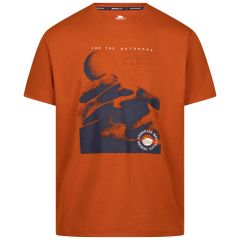 Trespass Mens Casual T-Shirt Tp75 Sagnay in Burnt Orange, Front view on mannequin