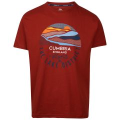 Trespass Male Casual Printed T-Shirt Sastha in Salsa, Front view on mannequin
