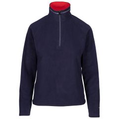 Trespass Womens 1/2 Fleece Skylar in NAVY/RED, Front view on mannequin