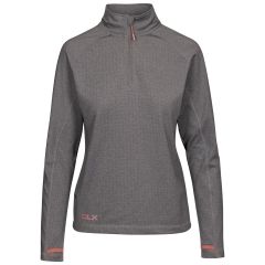Womens DLX Antibacterial Top Theresa in Grey Marl, Front view on mannequin
