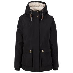 Trespass Women's Waterproof Jacket TP50 Token in BLACK, Front view on mannequin