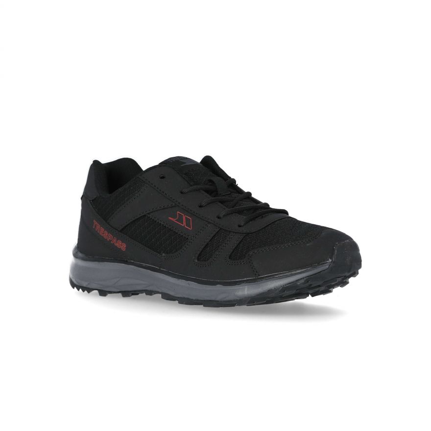black cushioned trainers