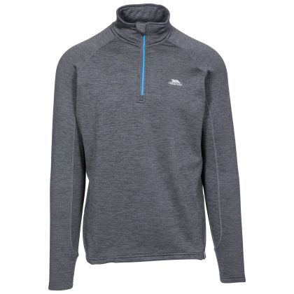 Trespass Men's Quick Dry Long Sleeve Active Top in Dark Grey Goodwin, Front view on mannequin