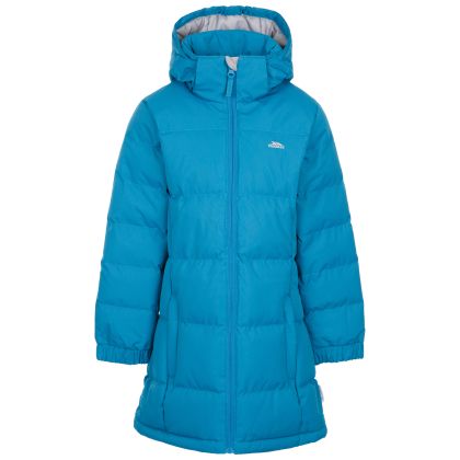 Girls Padded Jacket with Hood in Rich Teal Tiffy