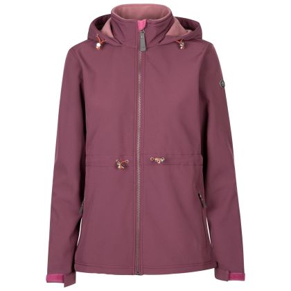 Trespass Women's Softshell Jacket TP75 Aileen in Damson tone, Front view on mannequin