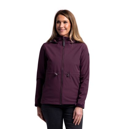 Trespass Women's Softshell Jacket TP75 Aileen in Damson tone, Front view on mannequin