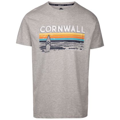 Trespass Male Casual Printed T-Shirt Akkul in GREY MARL, Front view on mannequin
