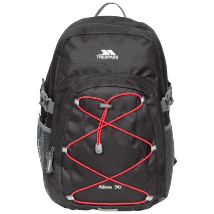 Trespass 30L Backpack Albus in Black / Red, Front view
