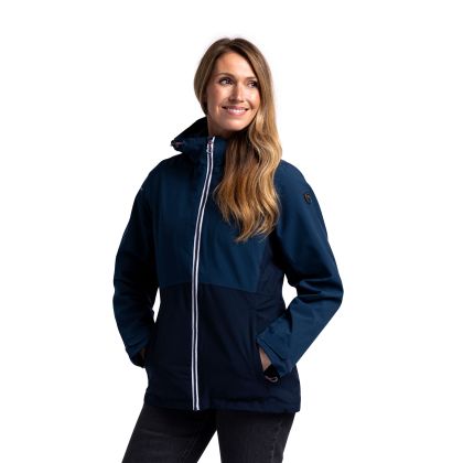 Trespass Women's Waterproof Jacket TP75 Alfresco in NAVY, Front view on mannequin