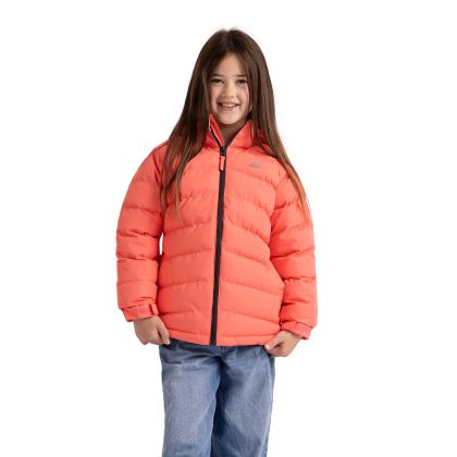 Kids Padded Casual Jacket Amira in Soft Orange, Front view on mannequin
