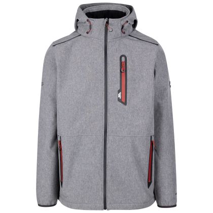 Trespass Men's Softshell Jacket TP75 Anak in BLACK MARL, Front view on mannequin