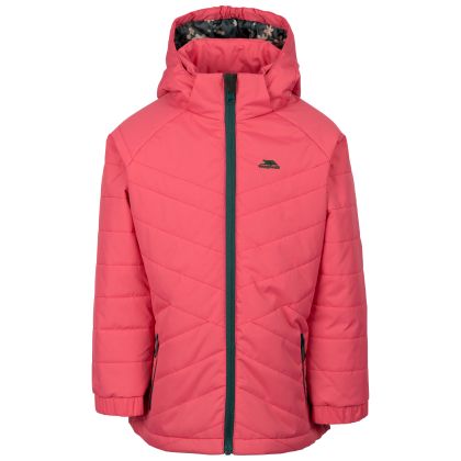 Kids Quilted Casual Jacket Andee in Strawberry, Front view on mannequin