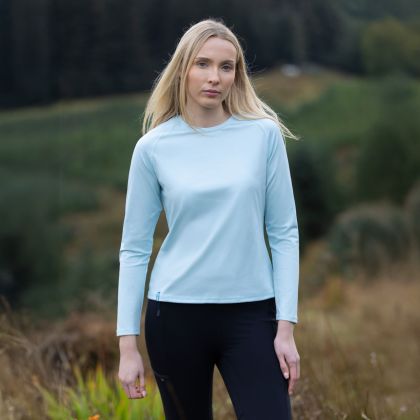 Womens Long Sleeve T-Shirt Anneliese in Seafoam, Front view on mannequin