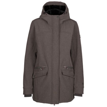 Womens Softshell Jacket Anza in Dark Grey Marl, Front view on mannequin