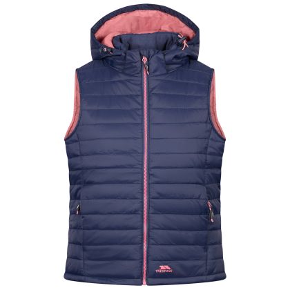 Trespass Womens Hooded Padded Gilet Aretha in Navy Rose