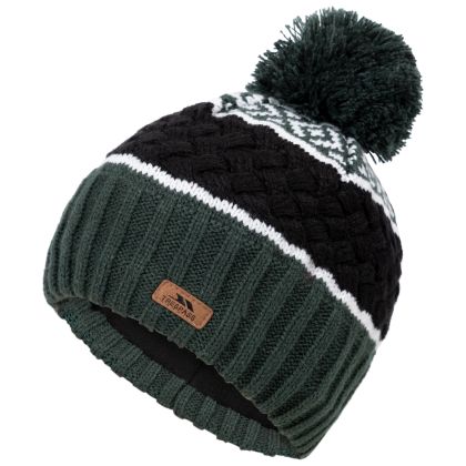 Kids Knitted Hat Axel in Green, Hat at angled view