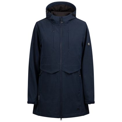 Womens Softshell Jacket Aylmer In Navy Marl, Front view on mannequin