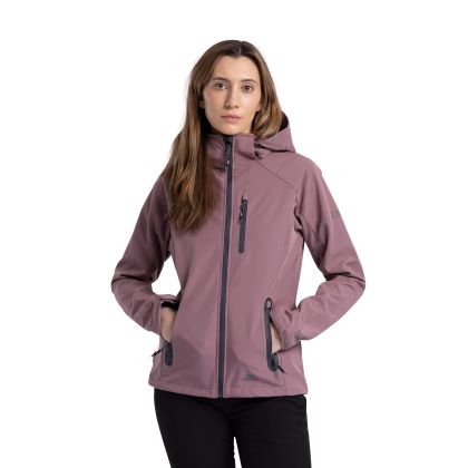 Trespass Women's Softshell Jacket TP75 Bela II in Rose tone, Front view on mannequin