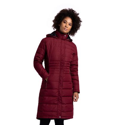 Women s Down Jacket Bitsy in DARK CHERRY, Front view on mannequin