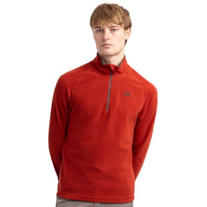 Trespass Men's 1/2 Zip Microfleece in Salsa Blackford, Front view on mannequin