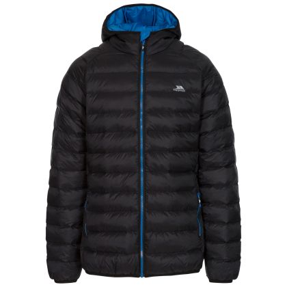 Bosten Men's Padded Casual Jacket in Black, Front view on mannequin