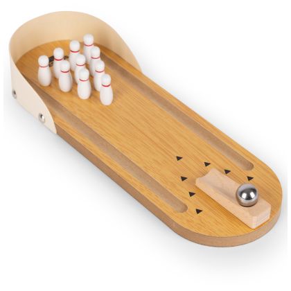 Bowling Metal Table Toy Bowler in Wood