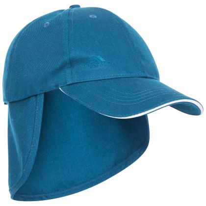 Cabello Kids' Neck Protecting Sun Hat in Blue, Hat at angled view