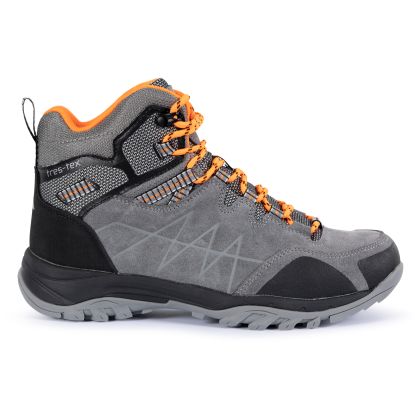 Trespass Mens Mid Cut Boots Caelan in Grey, Front view of footwear