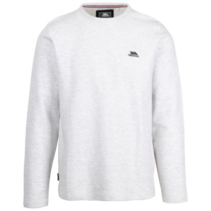 Mens Casual Sweater Calverley in Off White Marl, Front view on mannequin