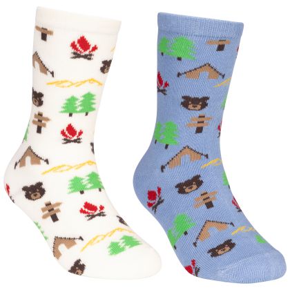 Trespass Boys Casual Socks Camping Print 2 Pack 