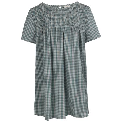 Womens Smock Top Candice in STORM BLUE GINGHAM, Front view on mannequin
