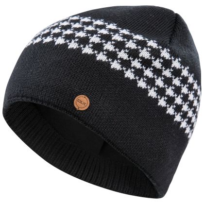 Capaldi Men's DLX Fleece Lined Beanie Hat in Black, Hat at angled view